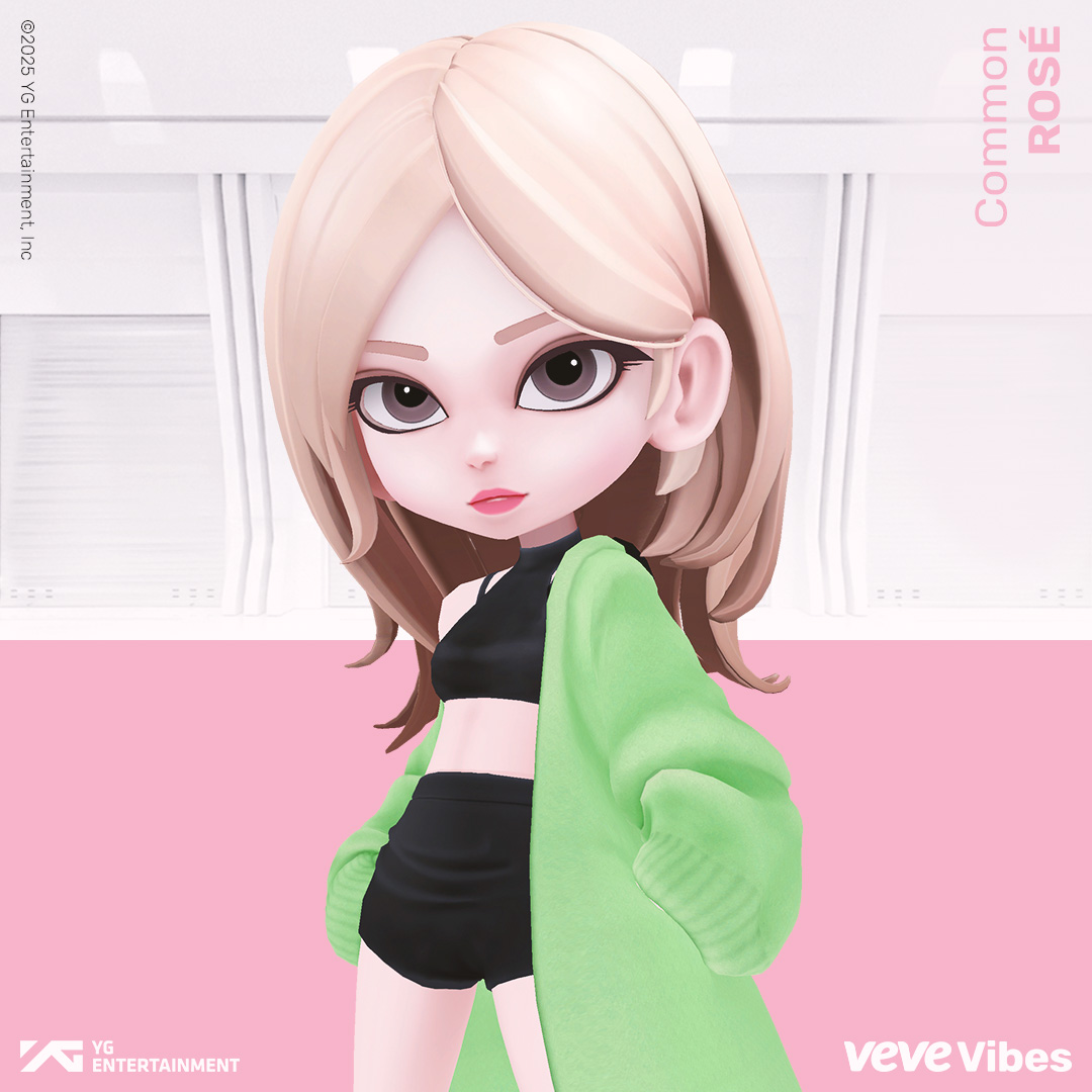 ROSE BLACKPINK collectible featuring a green sweater and black outfit