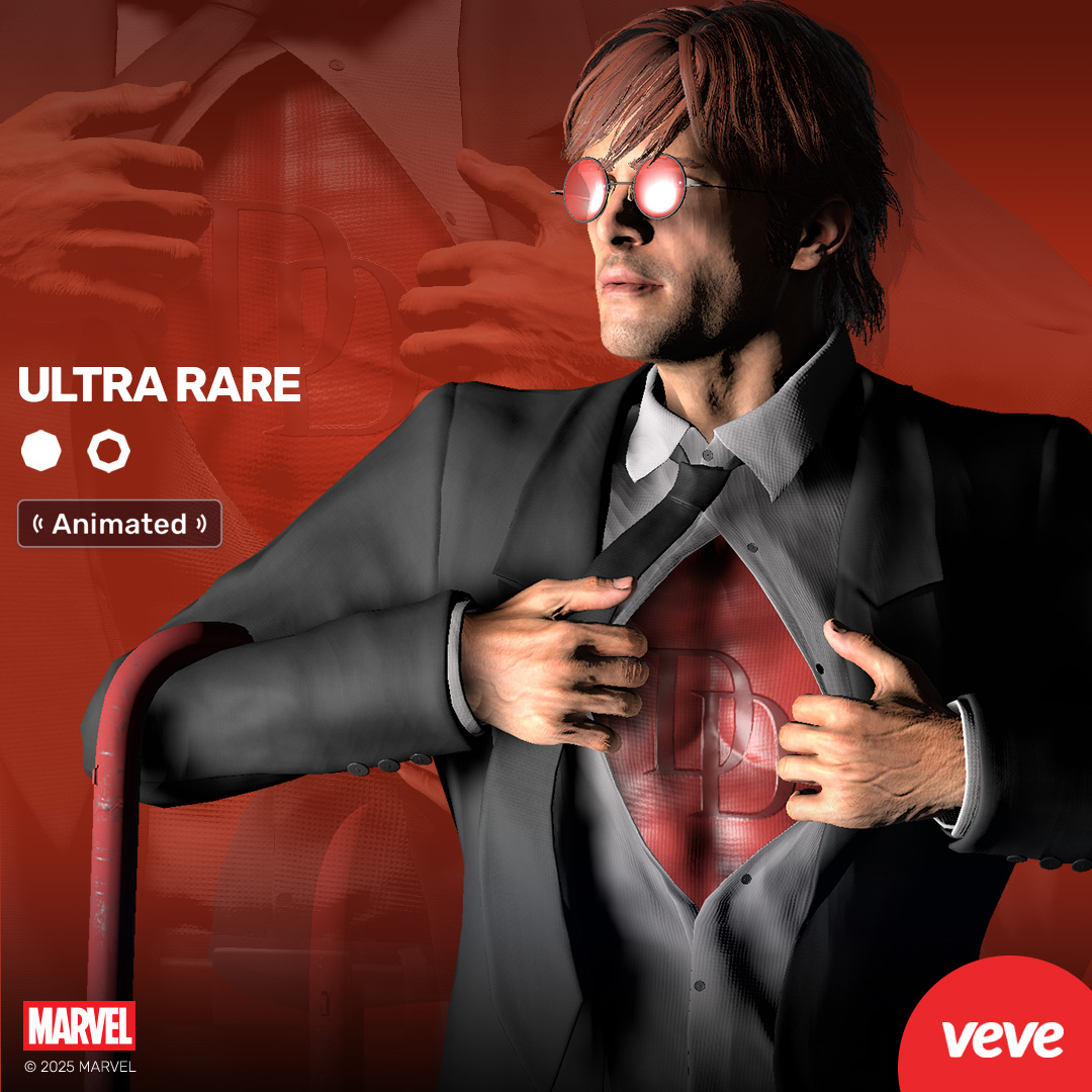 Daredevil collectible opening his shirt that reveals superhero suit, representing a limited edition collectible from Marvel