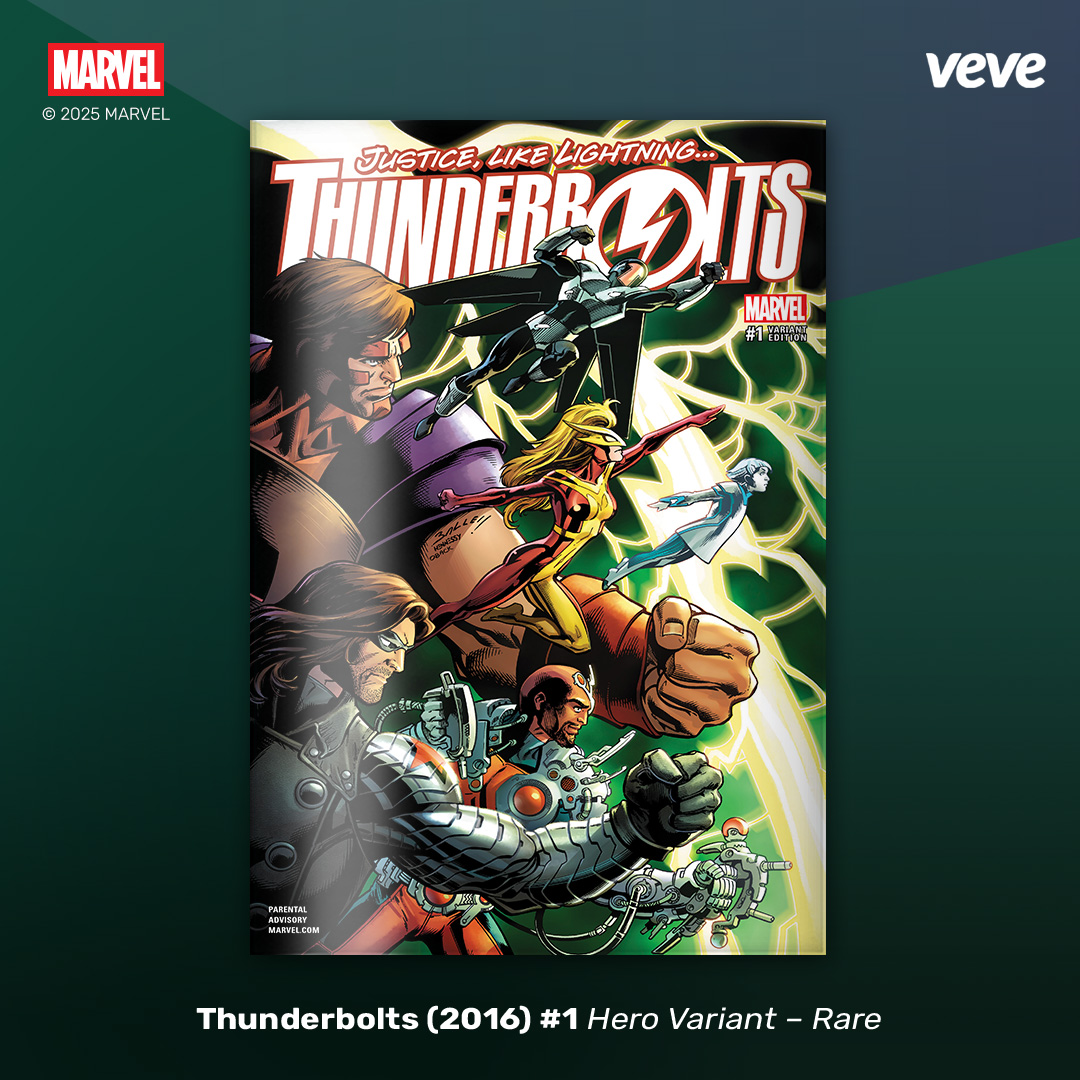 Thunderbolts 2016 #1 comic cover with rare rarity text, representing a digital comic on VeVe