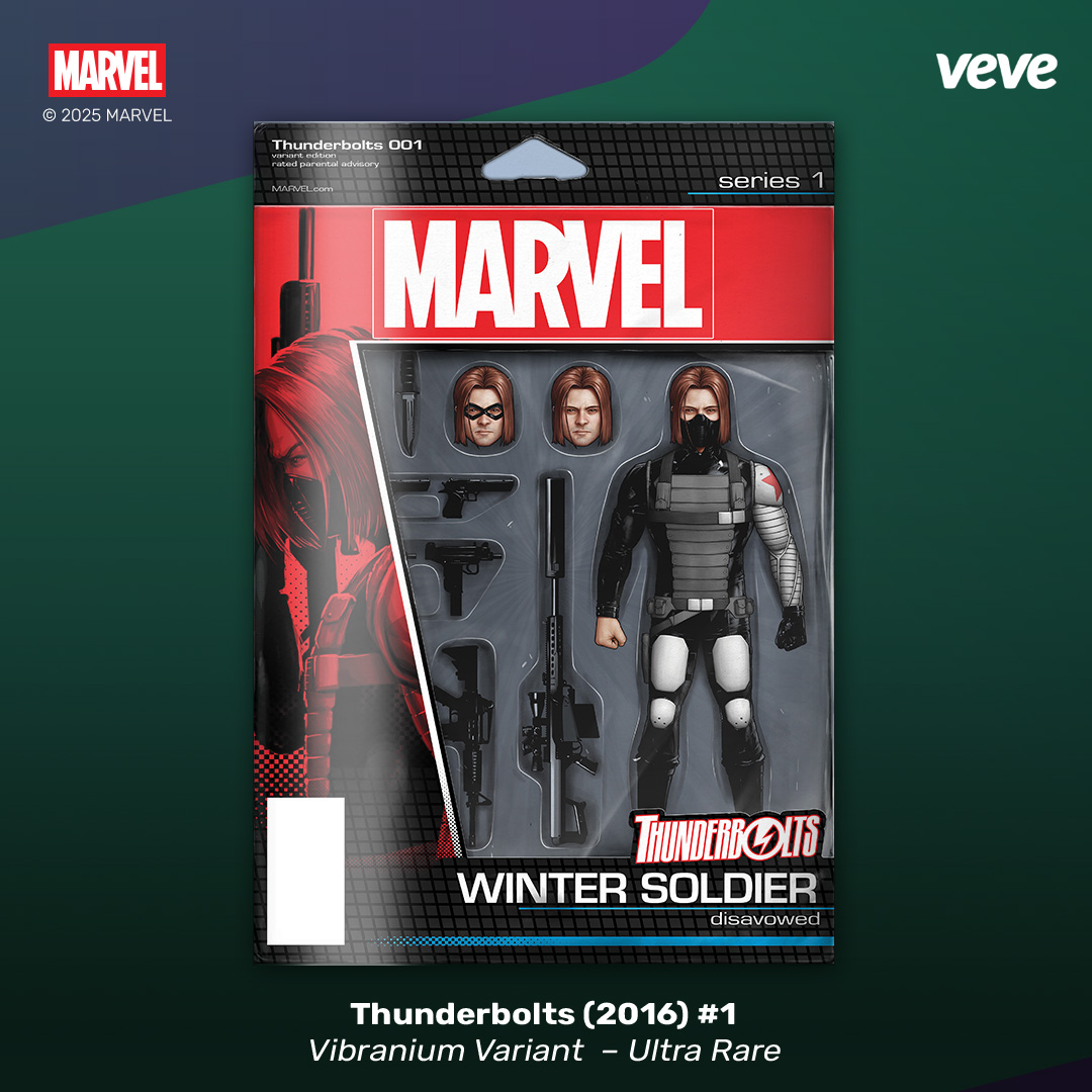 Thunderbolts 2016 #1 comic cover with ultra rare rarity text, representing a digital comic on VeVe