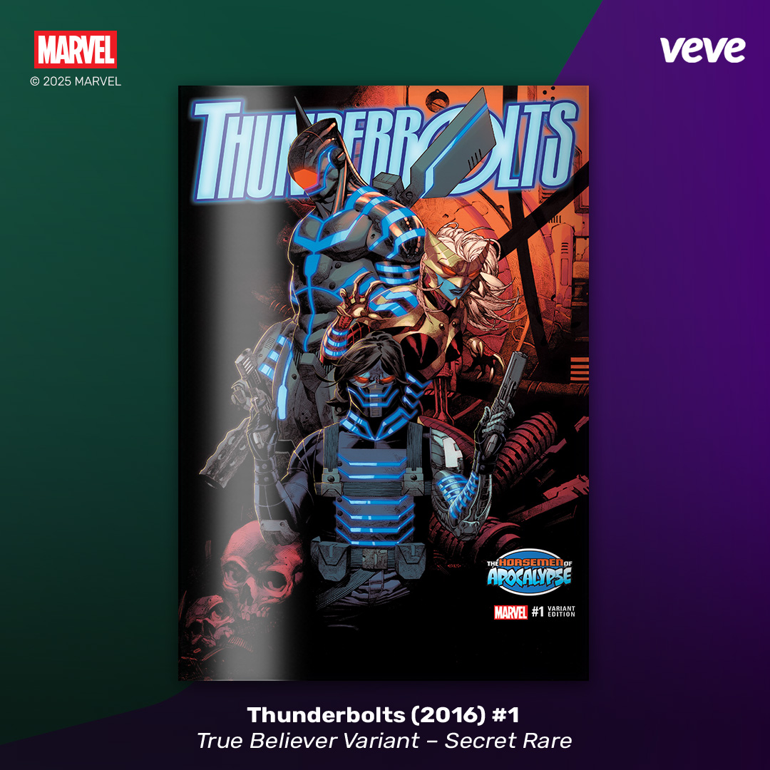 Thunderbolts 2016 #1 comic cover with secret rare rarity text, representing a digital comic on VeVe