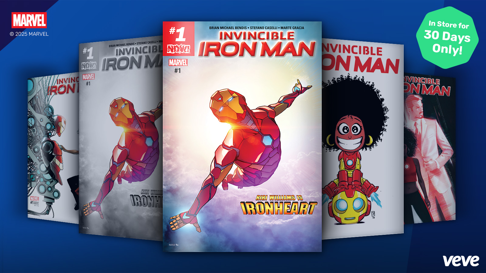 Invincible Iron Man (2016) #1 digital comics featuring 5 variants