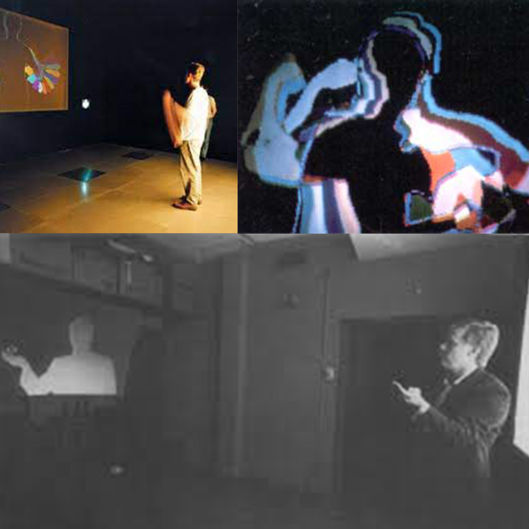 Videoplace demo of early augmented reality