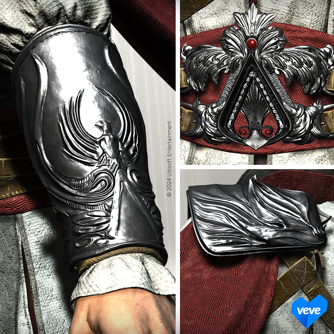 Closeup of Ezio's equipment from Assassin's Creed II.