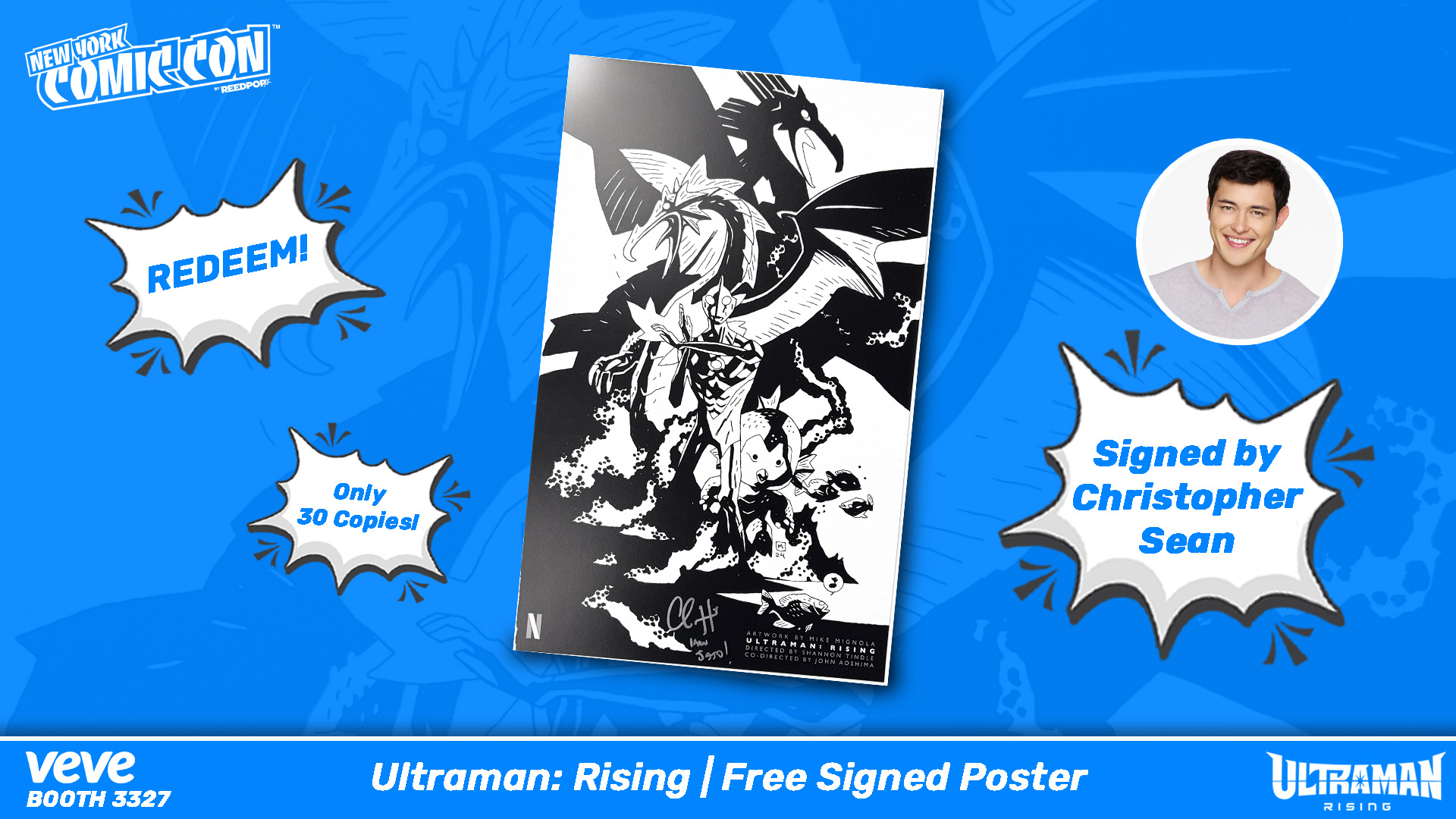 Ultraman: Rising physical poster signed by Christopher Sean