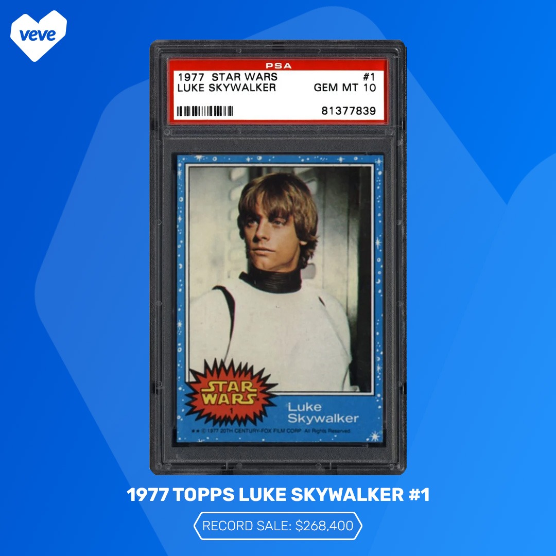 1977 Star Wars Luke Skywalker trading card record sale