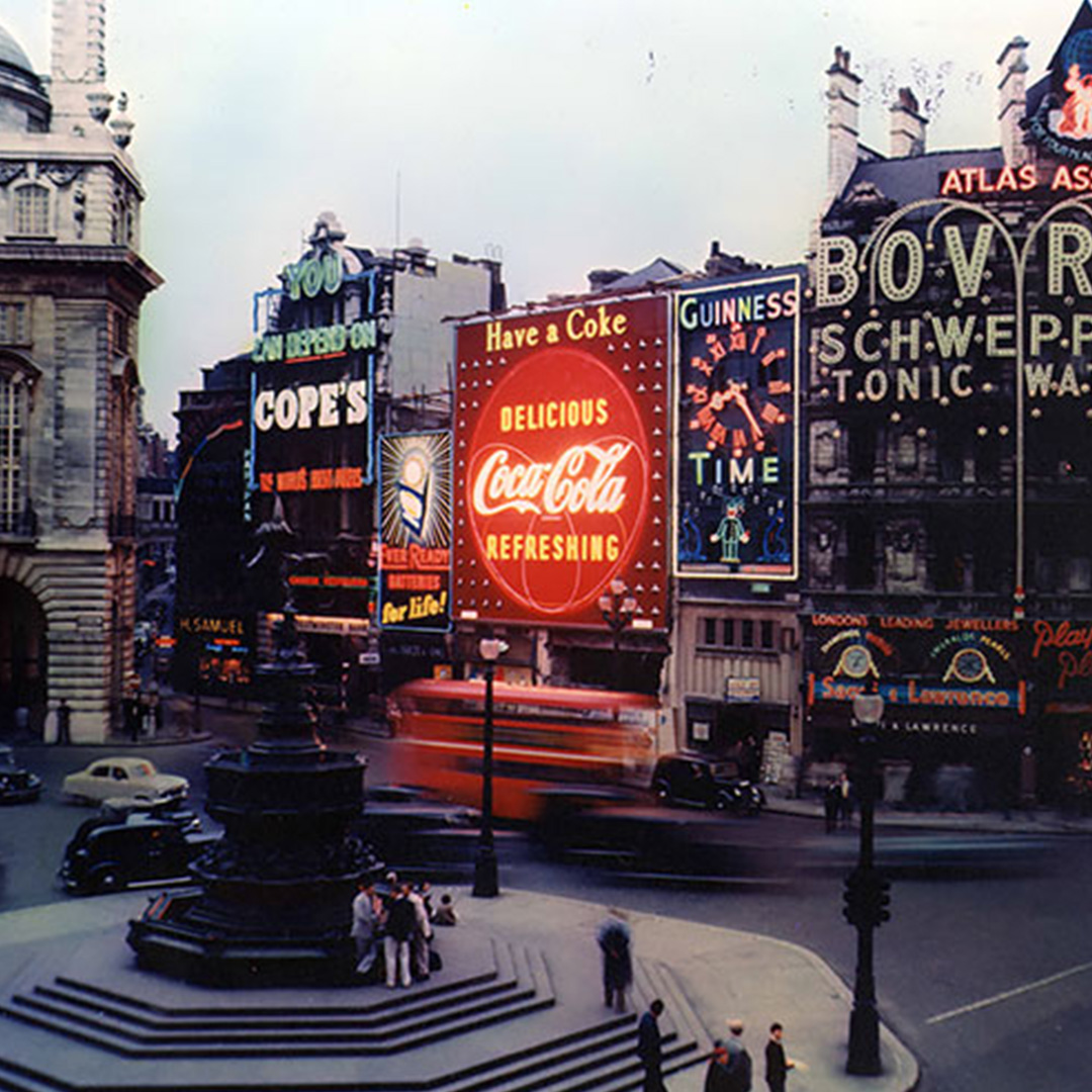 Original Coca-Cola neon sign in 1930s