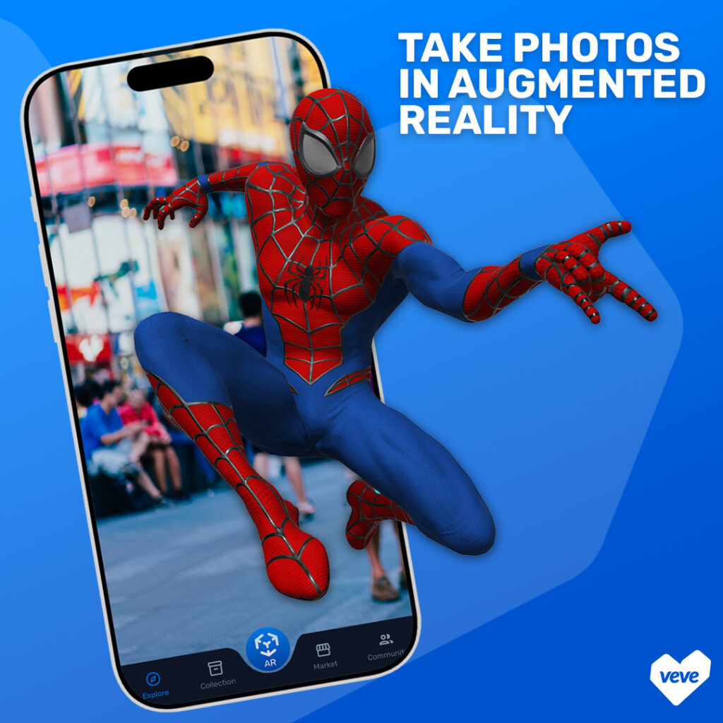 Take pictures with Spider-Man in augmented reality on the VeVe AR app