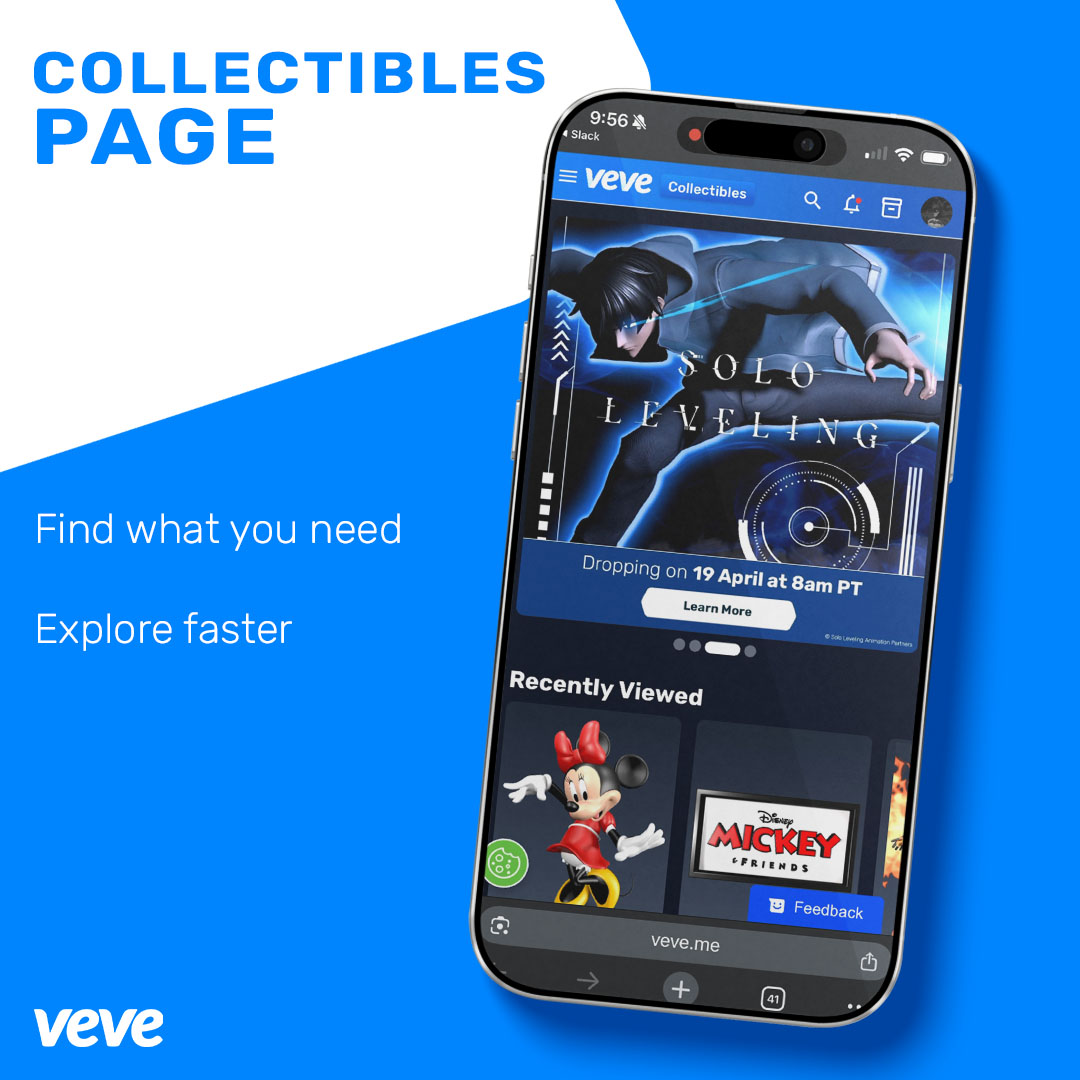 collectibles page feature on VeVe collectibles