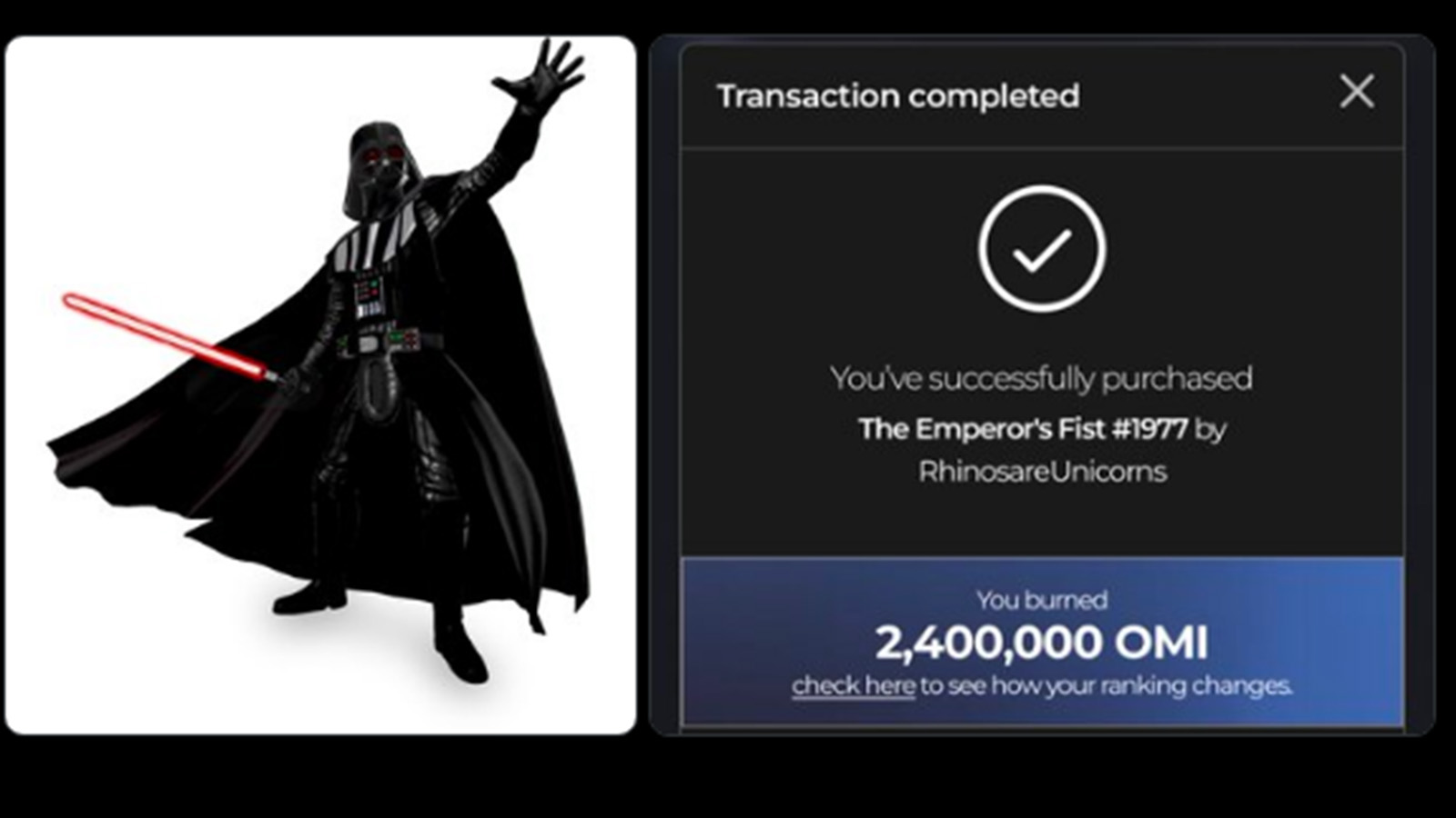 The Emperor Fist sells for 25k on VeVe